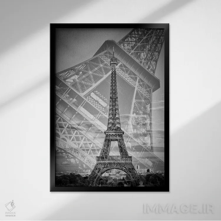 تابلو دکوراتیو برج ایفل با نوردهی دوگانه II اثر ملانی ویولا - نمای قابدار مشکی