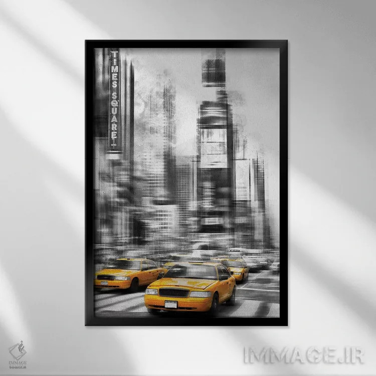 تابلو دکوراتیو هنر مدرن میدان تایمز اثر ملانی ویولا - نمای قابدار مشکی