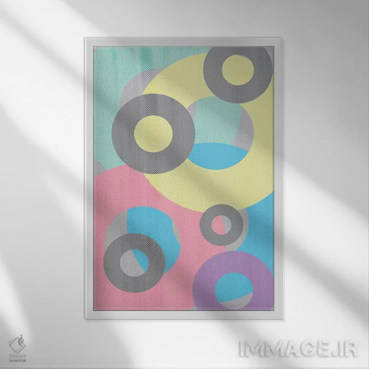 تابلو انتزاعی هنر هندسی شماره ۳ اثر ملانی ویولا - نمای قابدار سفید