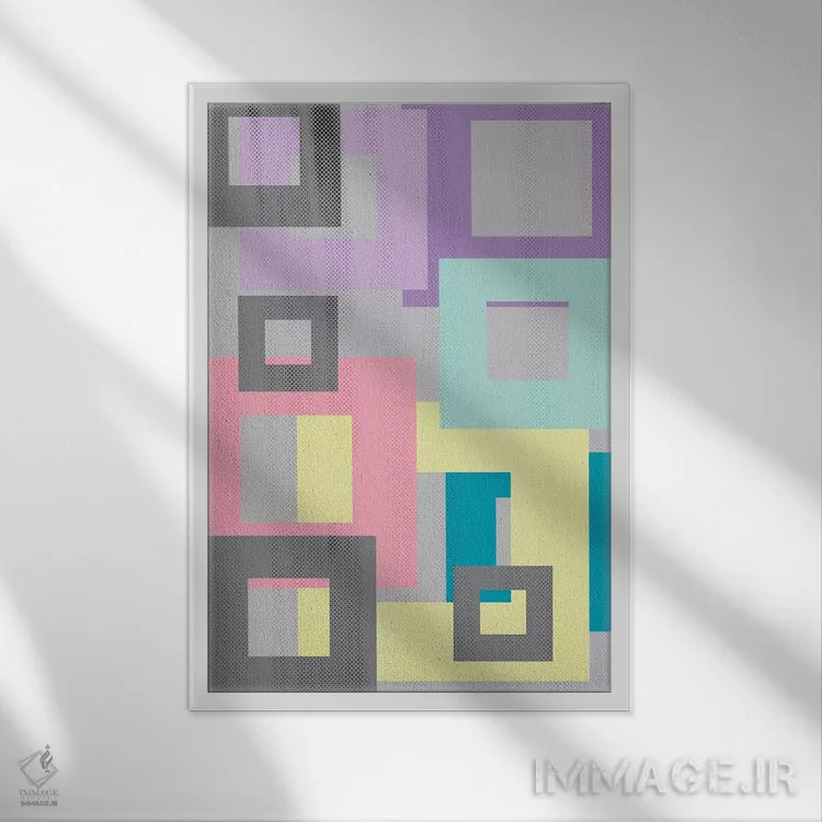 تابلو انتزاعی هنر هندسی شماره ۴ اثر ملانی ویولا - نمای قابدار سفید