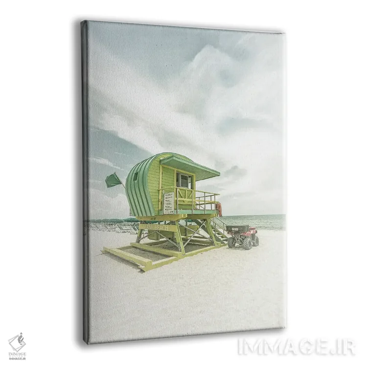 تابلو دکوراتیو حال وهوای وینتیج فلوریدا در ساحل میامی اثر ملانی ویولا - نمای پرسپکتیو محصول