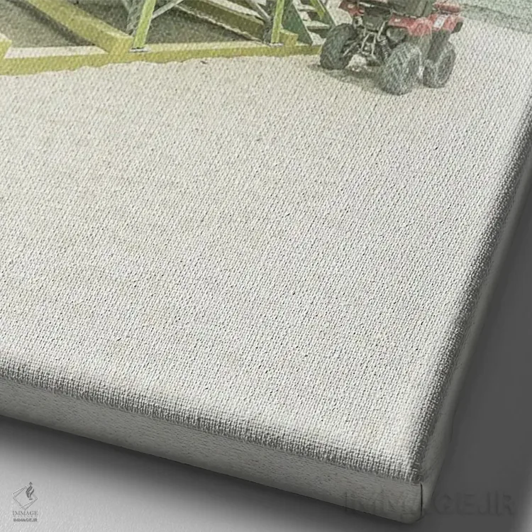 تابلو دکوراتیو حال وهوای وینتیج فلوریدا در ساحل میامی اثر ملانی ویولا - نمای نزدیک بافت بوم