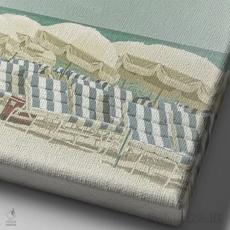 تابلو دکوراتیو صحنه ساحلی وینتیج اثر ملانی ویولا - نمای نزدیک بافت بوم