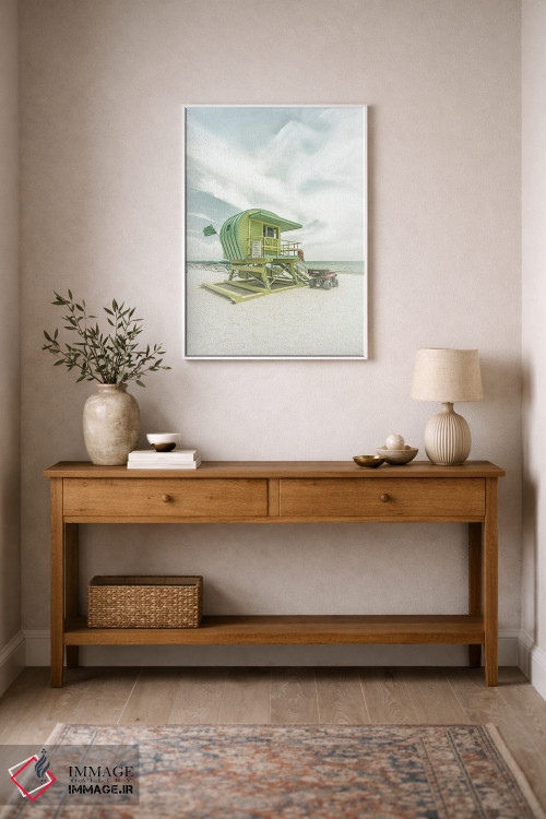 تابلو دکوراتیو حال وهوای وینتیج فلوریدا در ساحل میامی اثر ملانی ویولا - D1W