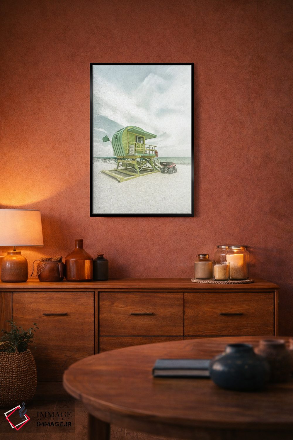 تابلو دکوراتیو حال وهوای وینتیج فلوریدا در ساحل میامی اثر ملانی ویولا - D5B