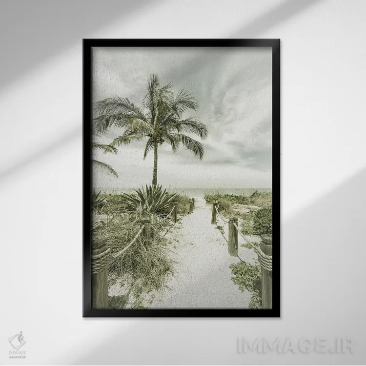 تابلو دکوراتیو مسیر به سوی ساحل | وینتیج اثر ملانی ویولا - نمای قابدار مشکی