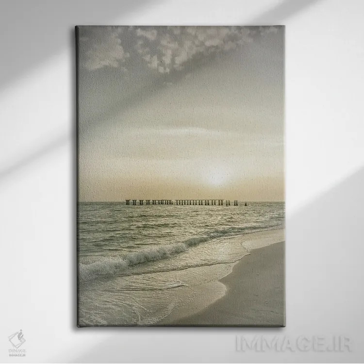 تابلو دکوراتیو غروب جزیره گاسپاریلا | وینتیج اثر ملانی ویولا - نمای روبهرو روی دیوار
