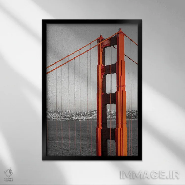 تابلو دکوراتیو پل گلدن گیت و افق سانفرانسیسکو | کالرکی اثر ملانی ویولا - نمای قابدار مشکی