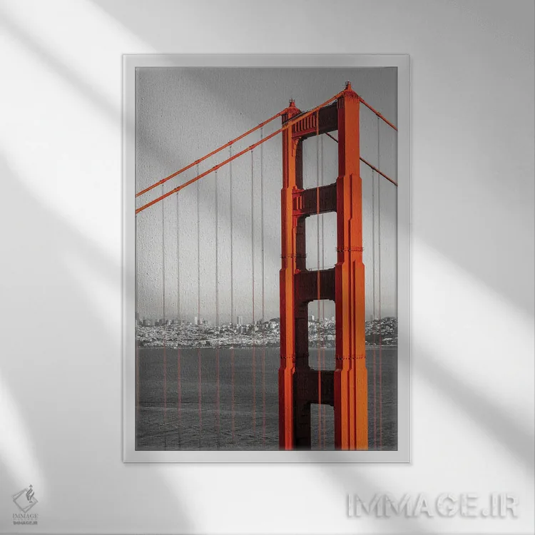 تابلو دکوراتیو پل گلدن گیت و افق سانفرانسیسکو | کالرکی اثر ملانی ویولا - نمای قابدار سفید