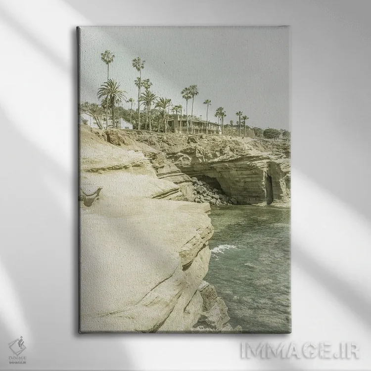 تابلو دکوراتیو صخره های غروب سن دیگو | وینتیج اثر ملانی ویولا - نمای روبهرو روی دیوار