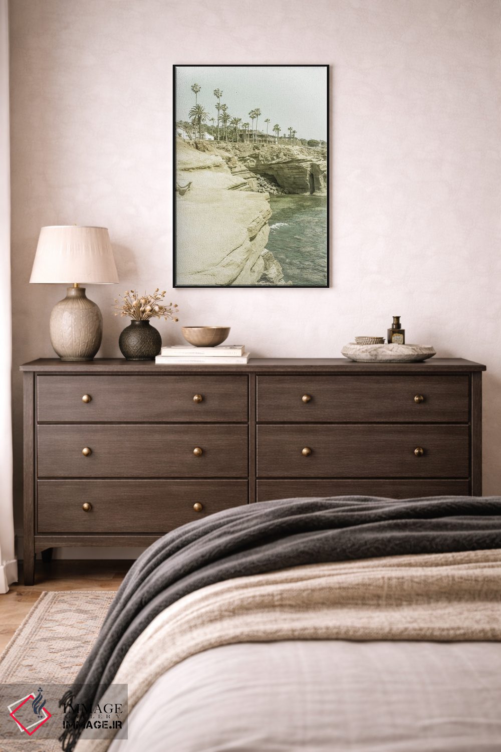 تابلو دکوراتیو صخره های غروب سن دیگو | وینتیج اثر ملانی ویولا - D3B