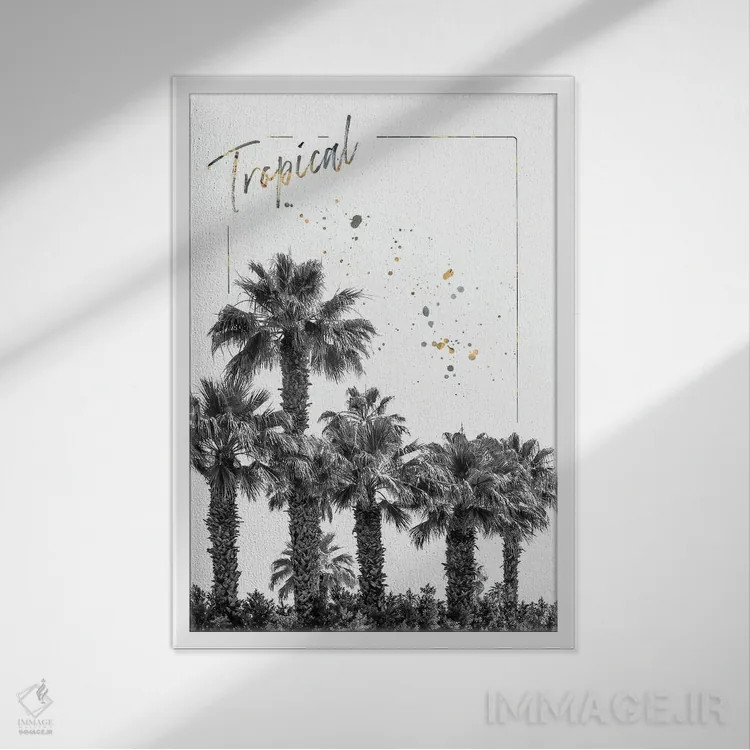 تابلو دکوراتیو تصویری از نخل ها اثر ملانی ویولا - نمای قابدار سفید