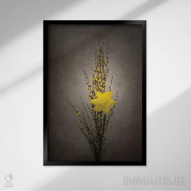 تابلو دکوراتیو شکوفه بهاری اثر ملانی ویولا - نمای قابدار مشکی