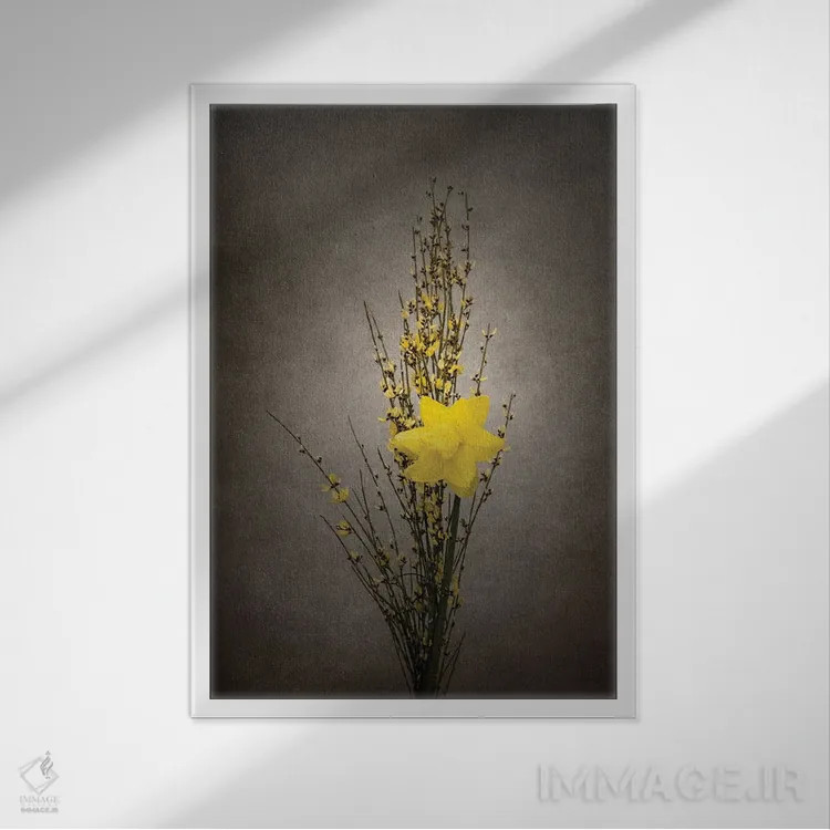 تابلو دکوراتیو شکوفه بهاری اثر ملانی ویولا - نمای قابدار سفید