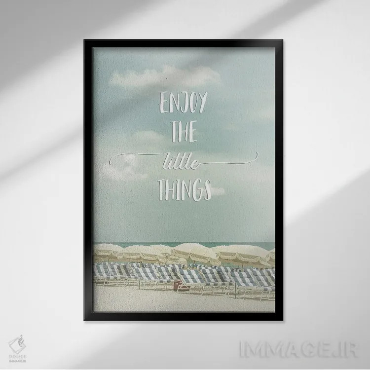 تابلو دکوراتیو از چیزهای کوچک لذت ببر | منظره ساحلی اثر ملانی ویولا - نمای قابدار مشکی