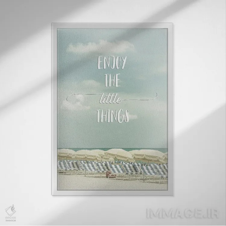 تابلو دکوراتیو از چیزهای کوچک لذت ببر | منظره ساحلی اثر ملانی ویولا - نمای قابدار سفید