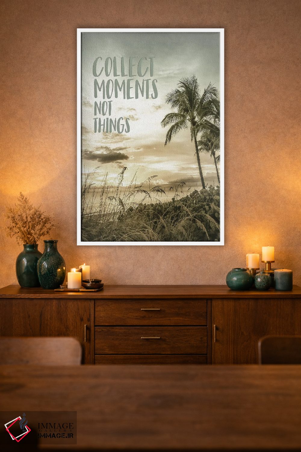 تابلو دکوراتیو لحظه ها را جمع کن نه اشیاء را | غروب آفتاب اثر ملانی ویولا - D1W