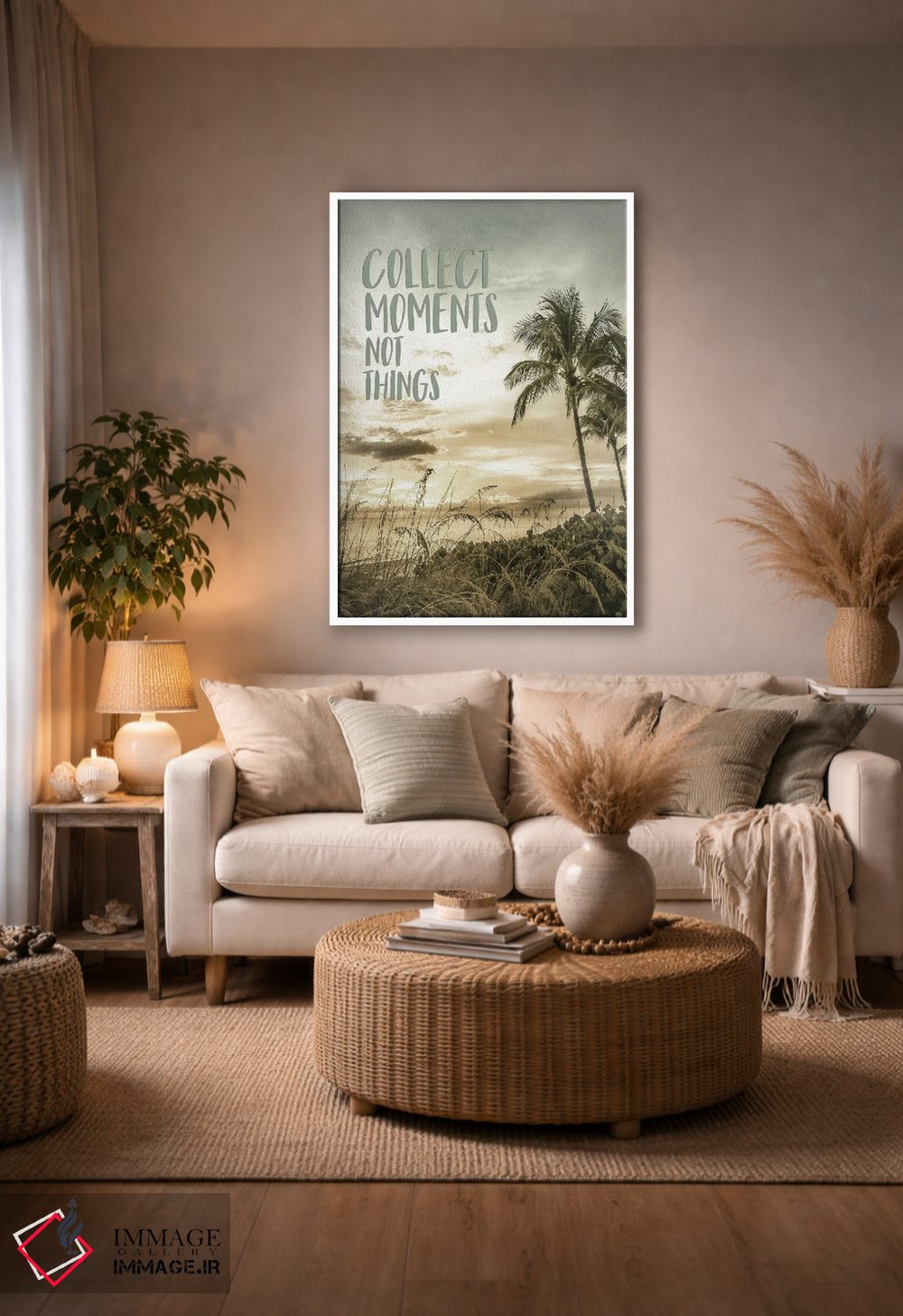 تابلو دکوراتیو لحظه ها را جمع کن نه اشیاء را | غروب آفتاب اثر ملانی ویولا - D4W