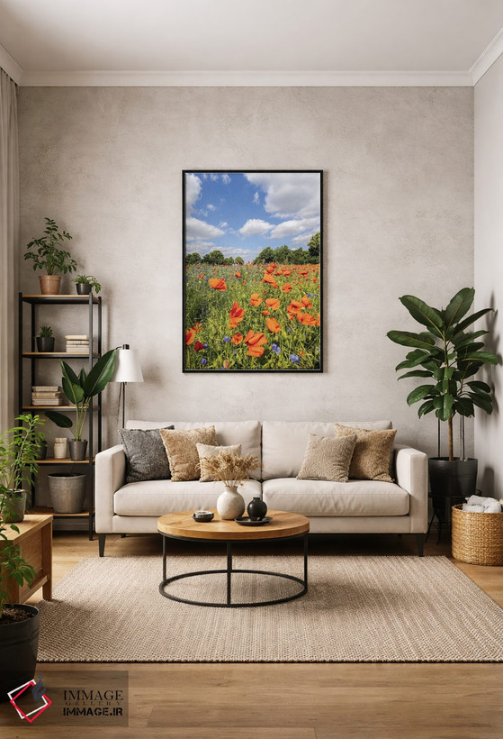 تابلو دکوراتیو مزرعه شقایق با گل گندم اثر ملانی ویولا - D2B