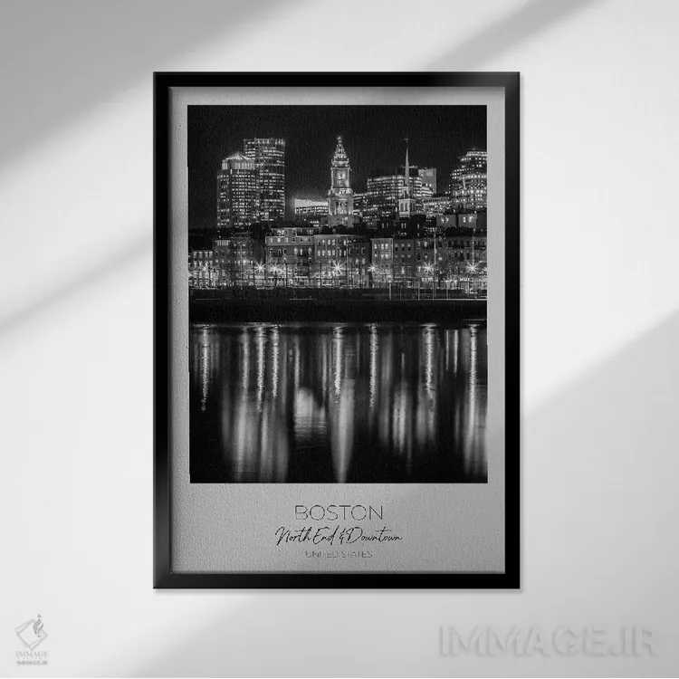 تابلو دکوراتیو در کانون توجه: خط افق عصر بوستون اثر ملانی ویولا - نمای قابدار مشکی