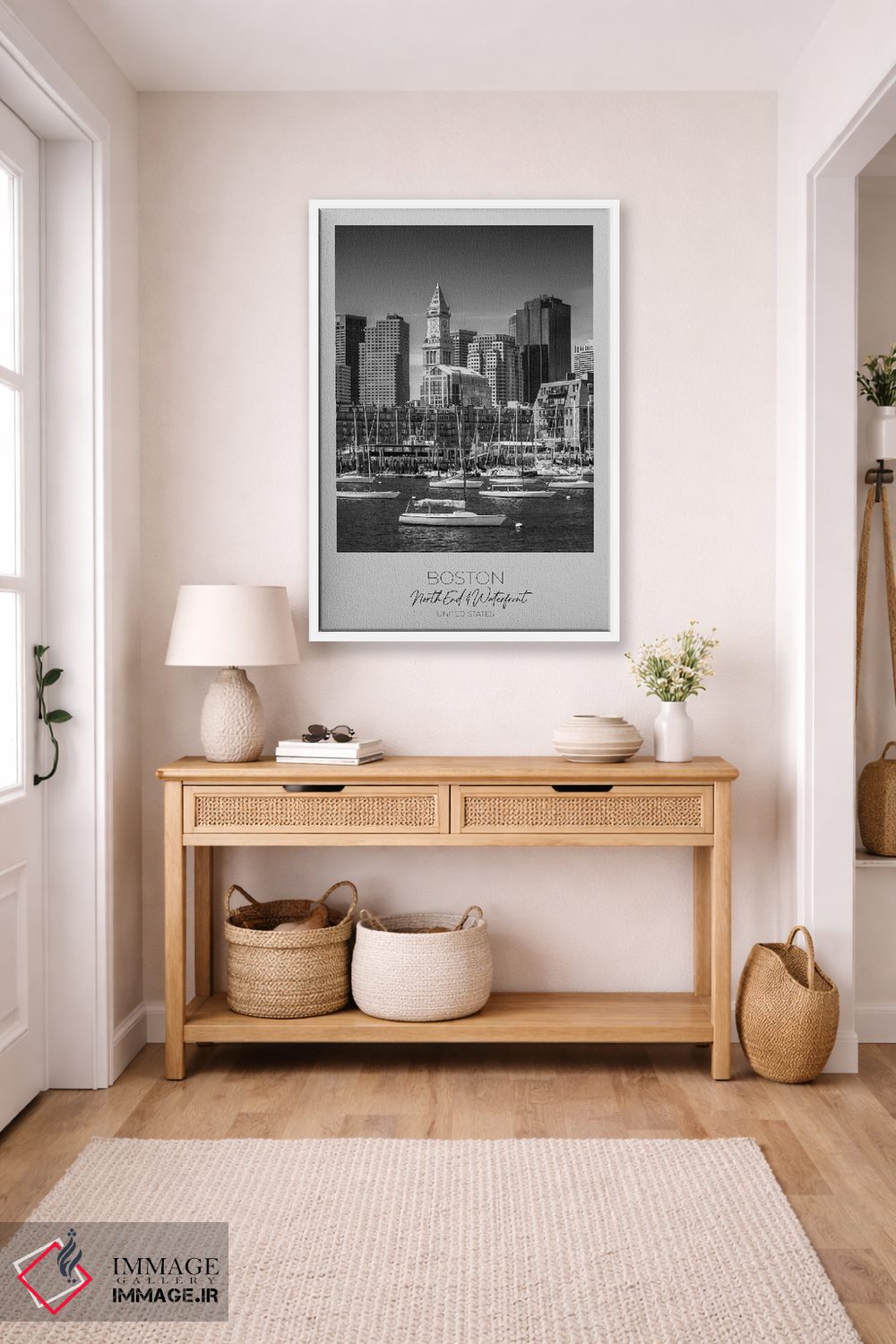 تابلو دکوراتیو در کانون توجه: خط افق شمال شهر و اسکله بوستون اثر ملانی ویولا - D4W