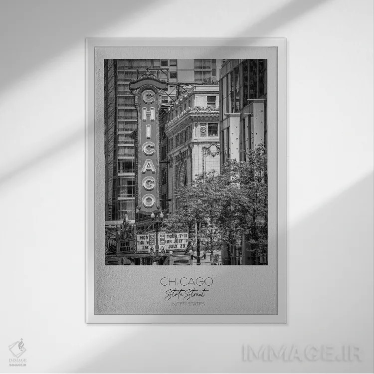 تابلو دکوراتیو در کانون توجه: خیابان استیت شیکاگو اثر ملانی ویولا - نمای قابدار سفید