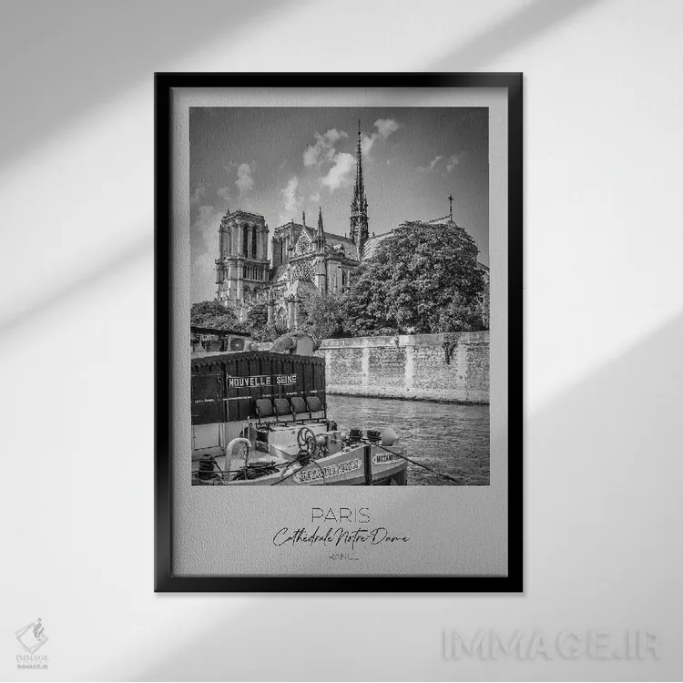 تابلو دکوراتیو در کانون توجه: کلیسای نوتردام پاریس اثر ملانی ویولا - نمای قابدار مشکی