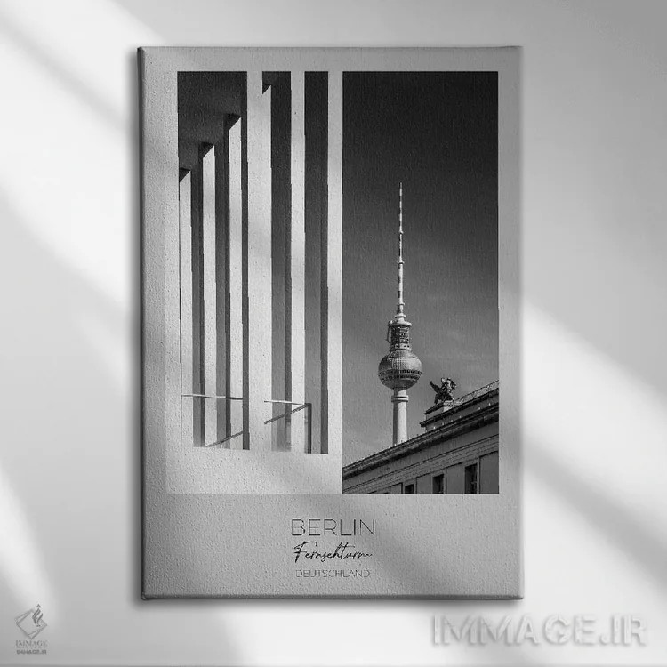 تابلو دکوراتیو در کانون توجه: برج تلویزیون و جزیره موزه های برلین اثر ملانی ویولا - نمای روبهرو روی دیوار