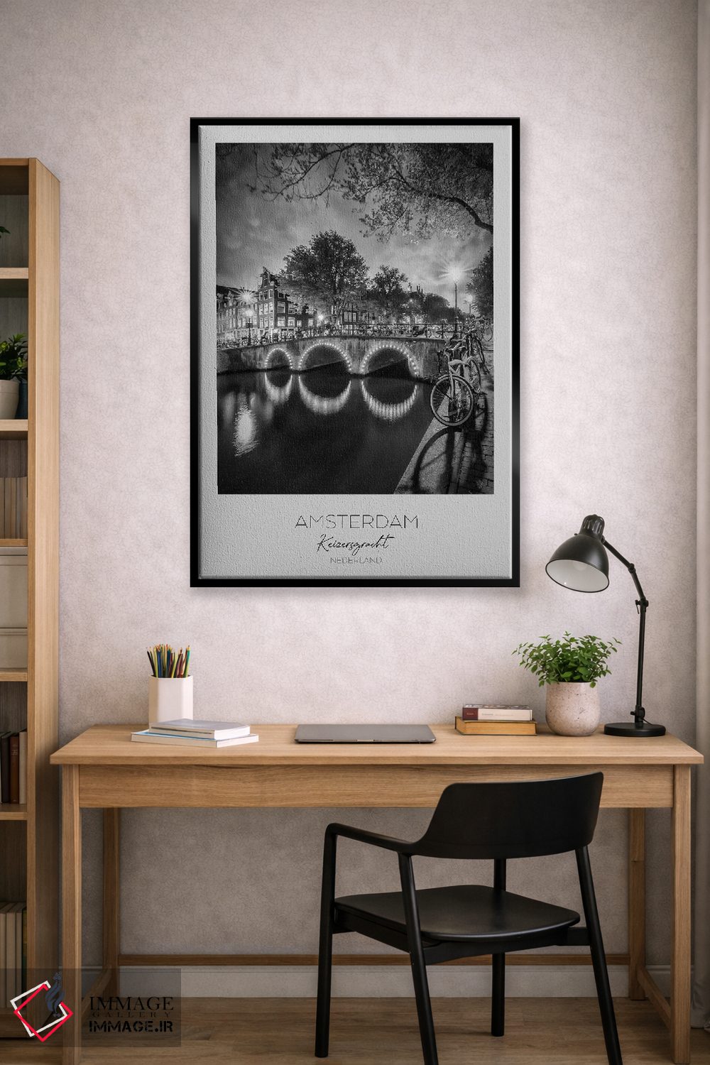 تابلو دکوراتیو در کانون توجه: منظره شبانه رویایی آمستردام از کایزرزگراخت اثر ملانی ویولا - D2B