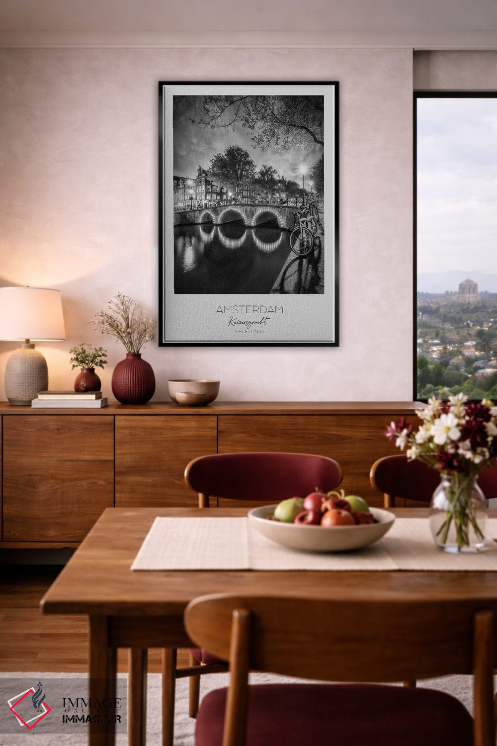 تابلو دکوراتیو در کانون توجه: منظره شبانه رویایی آمستردام از کایزرزگراخت اثر ملانی ویولا - D4B