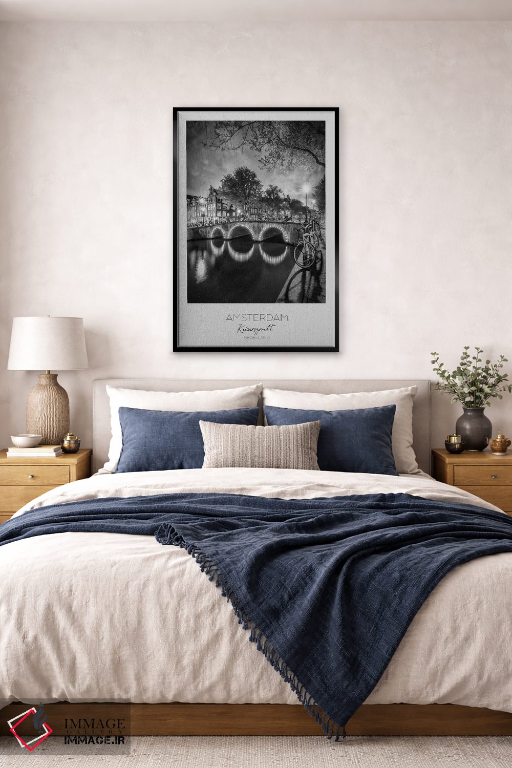 تابلو دکوراتیو در کانون توجه: منظره شبانه رویایی آمستردام از کایزرزگراخت اثر ملانی ویولا - D6B