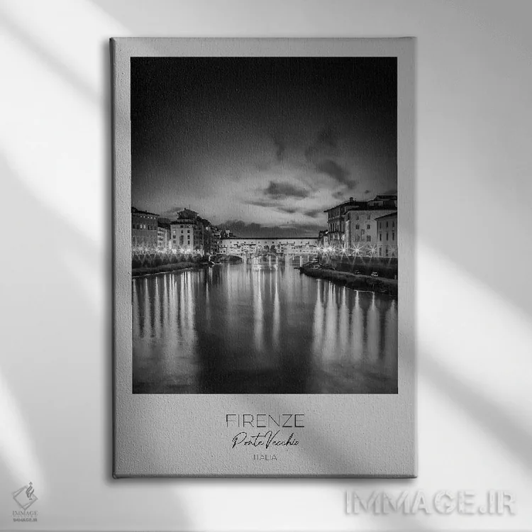 تابلو دکوراتیو در کانون توجه: پل پونته وکیو فلورانس اثر ملانی ویولا - نمای روبهرو روی دیوار