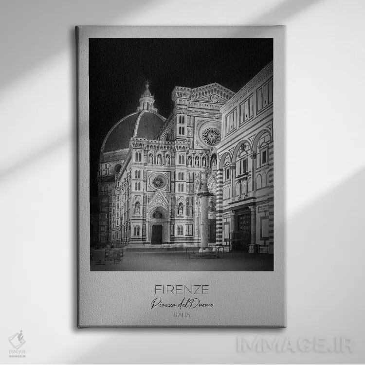 تابلو دکوراتیو در کانون توجه: کلیسای جامع فلورانس و غسل تعمیدگاه اثر ملانی ویولا - نمای روبهرو روی دیوار