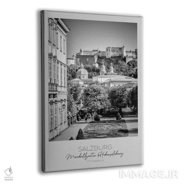تابلو دکوراتیو در کانون توجه: منظره ای زیبا به قلعه سالزبورگ اثر ملانی ویولا - نمای پرسپکتیو محصول