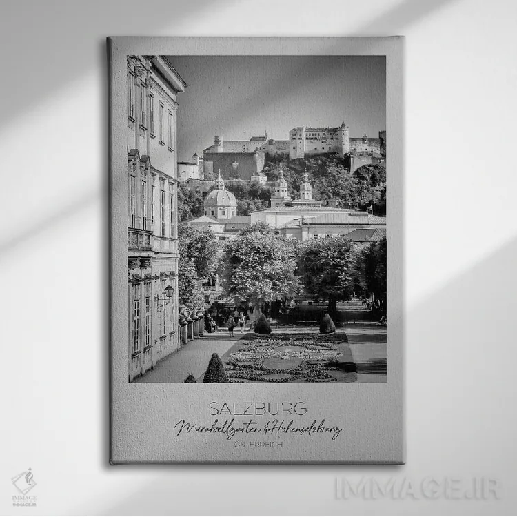 تابلو دکوراتیو در کانون توجه: منظره ای زیبا به قلعه سالزبورگ اثر ملانی ویولا - نمای روبهرو روی دیوار