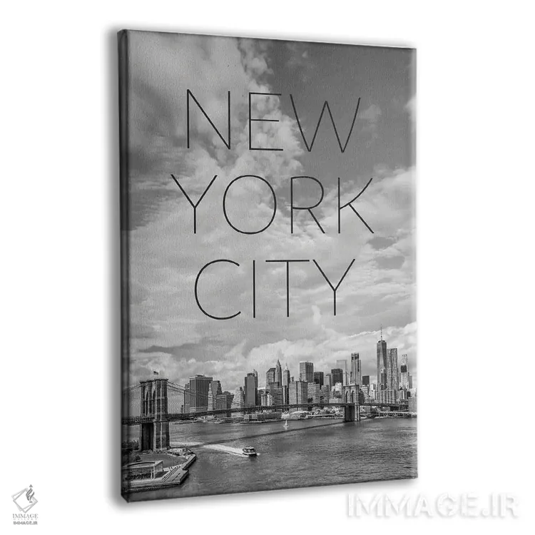 تابلو دکوراتیو پل بروکلین و منهتن جنوبی نیویورک با متن و چشم انداز اثر ملانی ویولا - نمای پرسپکتیو محصول