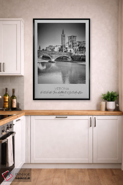 تابلو دکوراتیو در کانون توجه: پل پیترا، برج آلبرتو و سانتا آناستازیا ورونا اثر ملانی ویولا - D3B