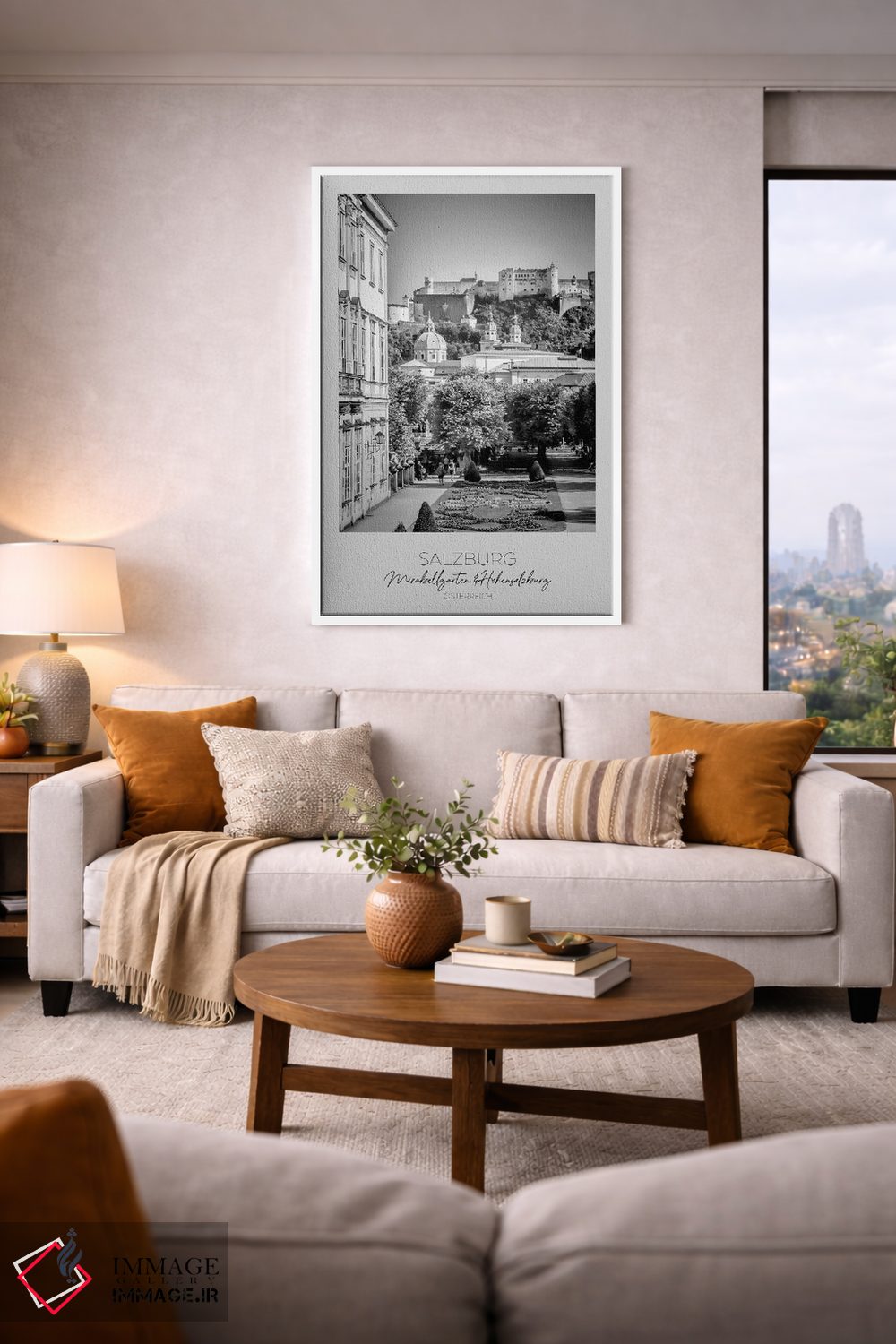 تابلو دکوراتیو در کانون توجه: منظره ای زیبا به قلعه سالزبورگ اثر ملانی ویولا - D4W