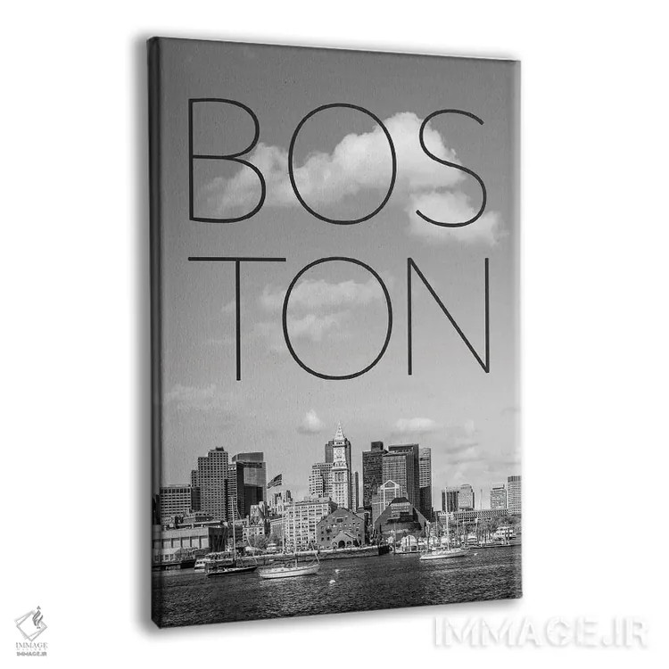 تابلو دکوراتیو چشم انداز آسمان خراش های بوستون، نورث اند و منطقه مالی با م… اثر ملانی ویولا - نمای پرسپکتیو محصول