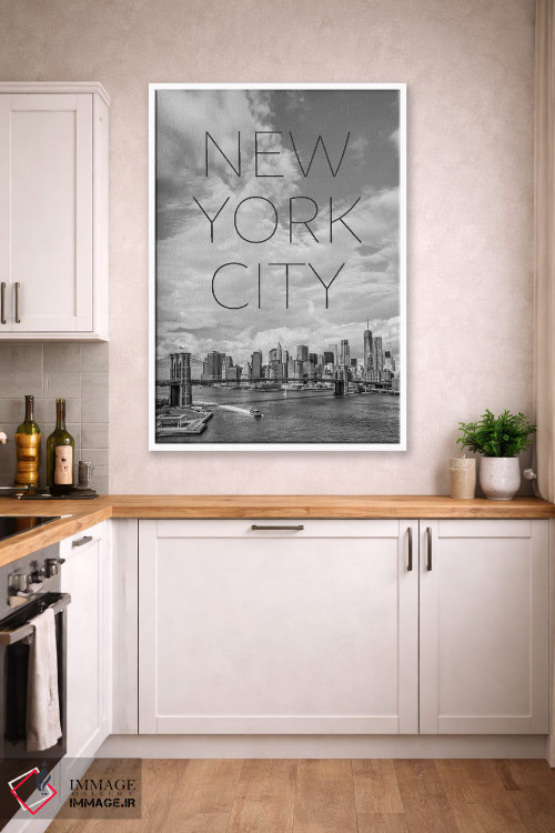 تابلو دکوراتیو پل بروکلین و منهتن جنوبی نیویورک با متن و چشم انداز اثر ملانی ویولا - D3W