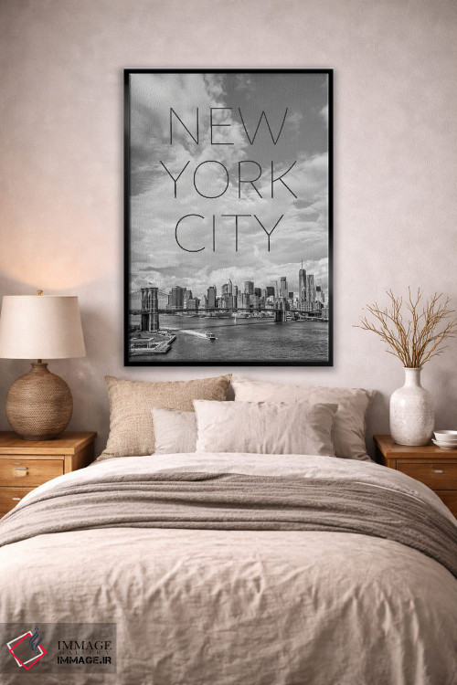 تابلو دکوراتیو پل بروکلین و منهتن جنوبی نیویورک با متن و چشم انداز اثر ملانی ویولا - D1B