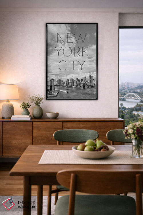 تابلو دکوراتیو پل بروکلین و منهتن جنوبی نیویورک با متن و چشم انداز اثر ملانی ویولا - D6B