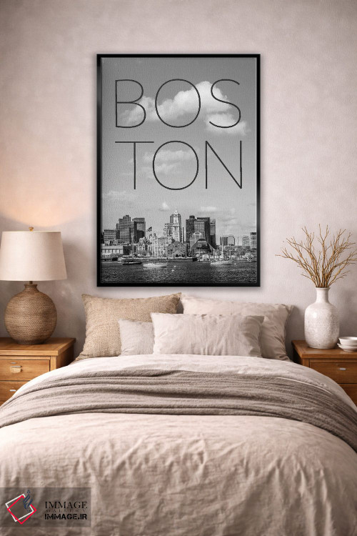 تابلو دکوراتیو چشم انداز آسمان خراش های بوستون، نورث اند و منطقه مالی با م… اثر ملانی ویولا - D2B