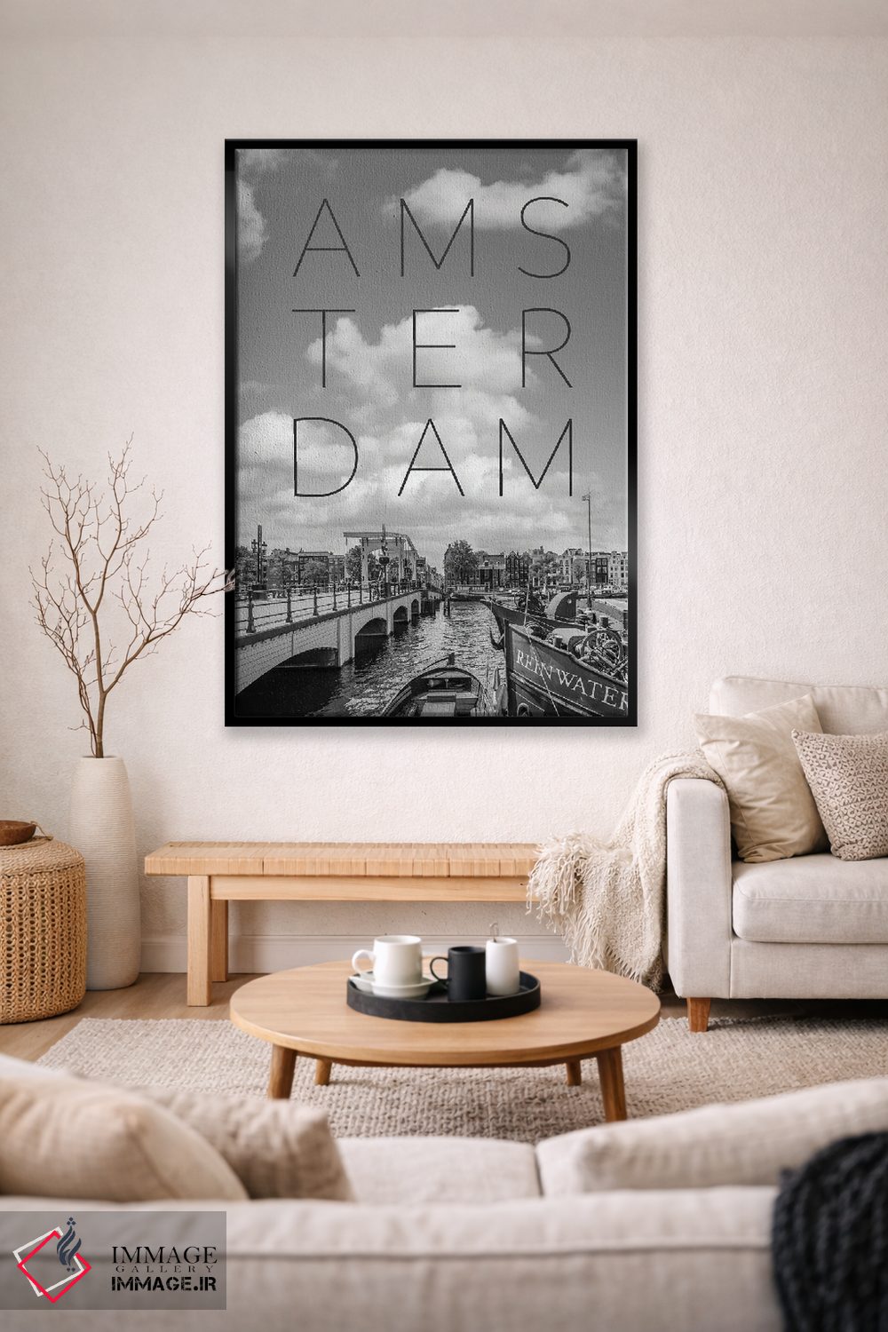 تابلو دکوراتیو پل ماخره آمستردام با متن و نمای شهر اثر ملانی ویولا - D2B