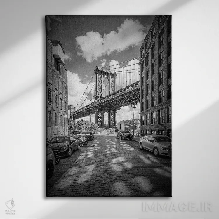 تابلو دکوراتیو پل منهتن شهر نیویورک اثر ملانی ویولا - نمای روبهرو روی دیوار