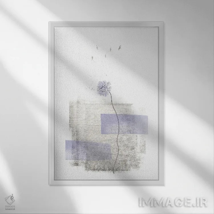 تابلو دکوراتیو گل مینیمالیستی اثر ملانی ویولا - نمای قابدار سفید