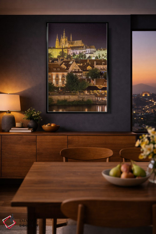 تابلو دکوراتیو قلعه پراگ و کلیسای سنت ویتوس در شب اثر ملانی ویولا - D1B