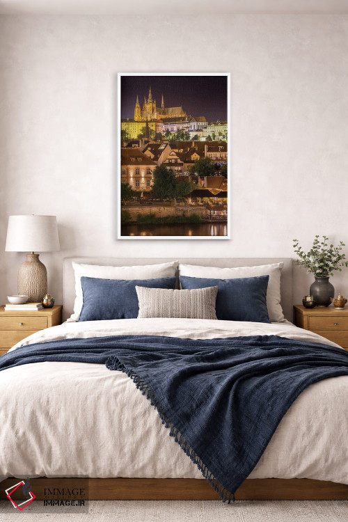 تابلو دکوراتیو قلعه پراگ و کلیسای سنت ویتوس در شب اثر ملانی ویولا - D5W