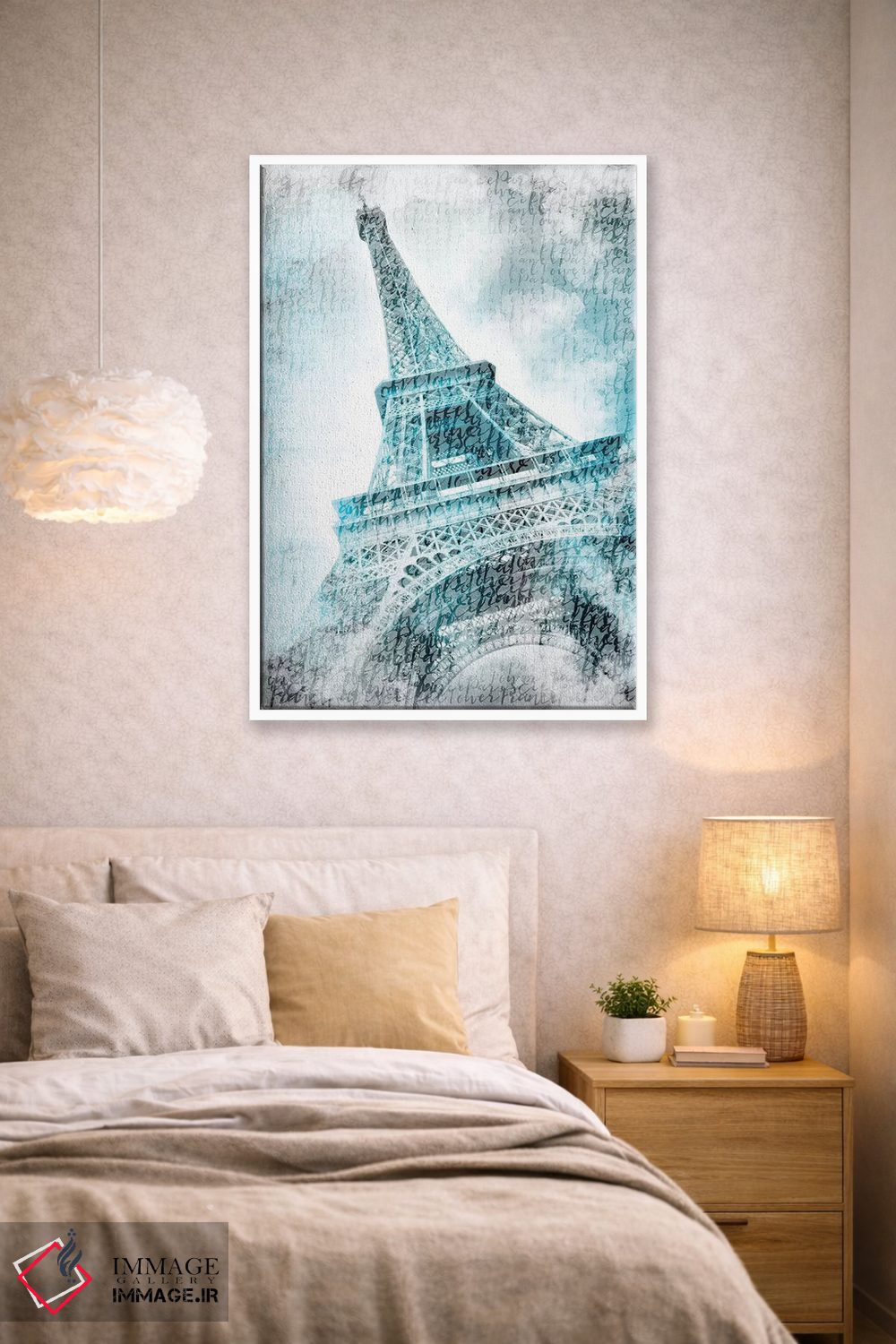 تابلو دکوراتیو برج ایفل پاریس با آبرنگ فیروزه ای اثر ملانی ویولا - D1W