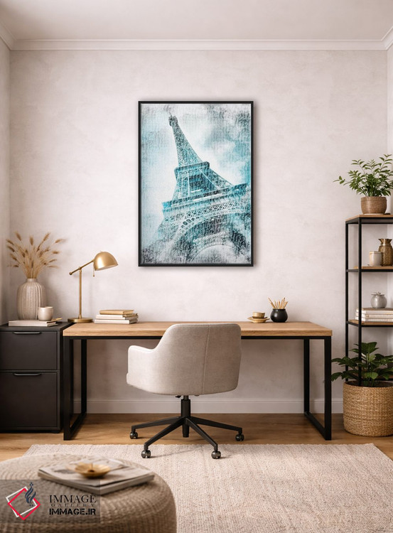 تابلو دکوراتیو برج ایفل پاریس با آبرنگ فیروزه ای اثر ملانی ویولا - D3B